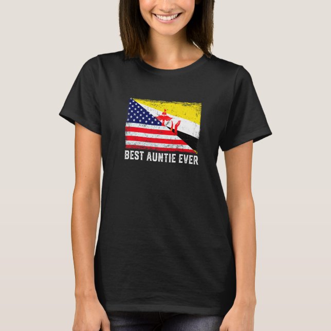 Camiseta American Flag & Brunei Flag Best Atitie Ever Famil (Frente)