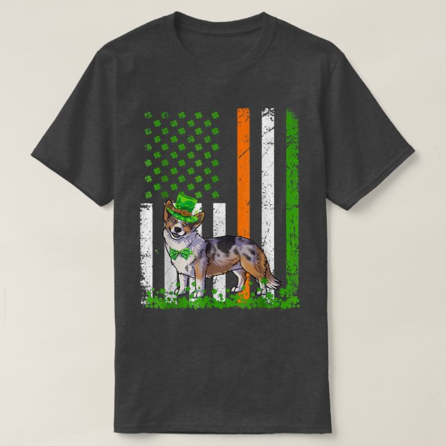 Camiseta American Flag Cardigan Welsh Corgi Dog Rua P (Frente do Design)