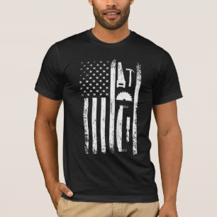 Camiseta American Flag Carpenter Tools Woodworker Craftsman
