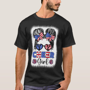 Camiseta American Flag Cheer Girl 4 de julho EUA Patriotic 