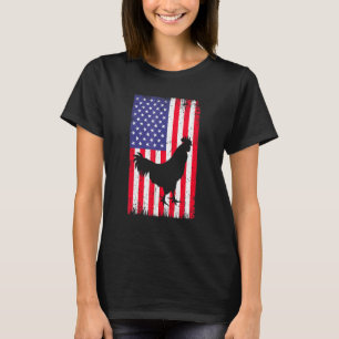 Camiseta American Flag Chicken Rooster Fazenda Ranch Animal