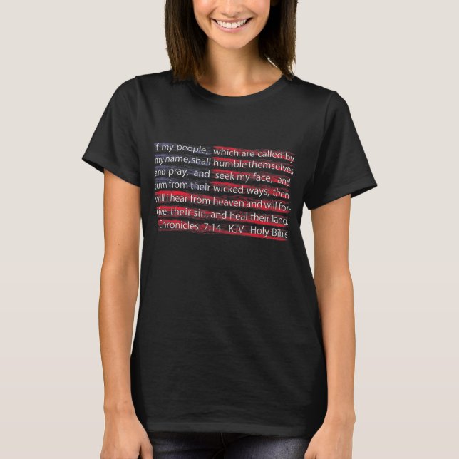 Camiseta American Flag Christian Scripture 2 Chronicles 714 (Frente)