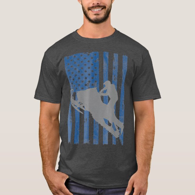 Camiseta American Flag Cool Snowmobile (Frente)