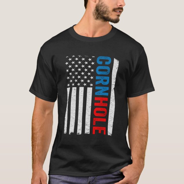 Camiseta American Flag Corn Hole Bean Bag Player Co (Frente)