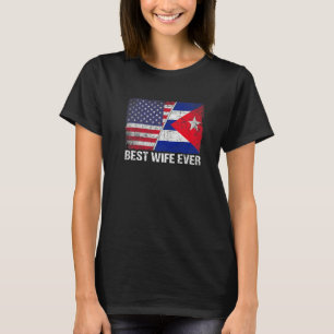 Camiseta American Flag & Cuba Flag Melhor Esposa Do Mundo
