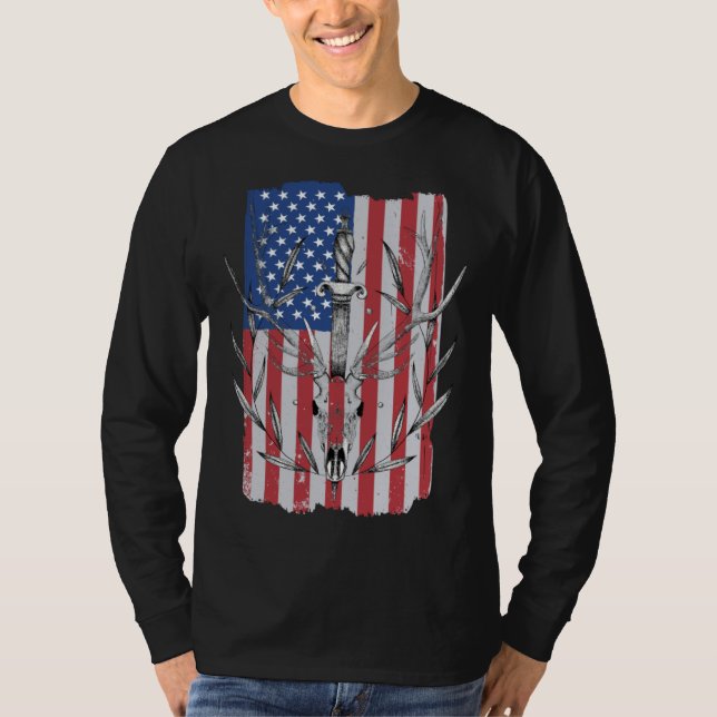 Camiseta American Flag Deer Hunting (Frente)