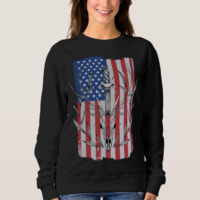 Camiseta American Flag Deer Hunting (Frente)