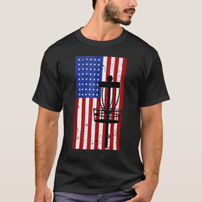 Camiseta American Flag Disk Golf 4 De Julho (Frente)