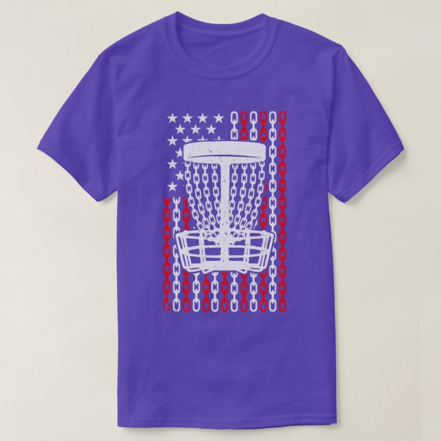Camiseta American Flag Disk Golf Player Funny USA Basket Ch (Frente do Design)