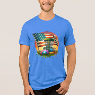 Camiseta American Flag Disk Golf Vintage Sun