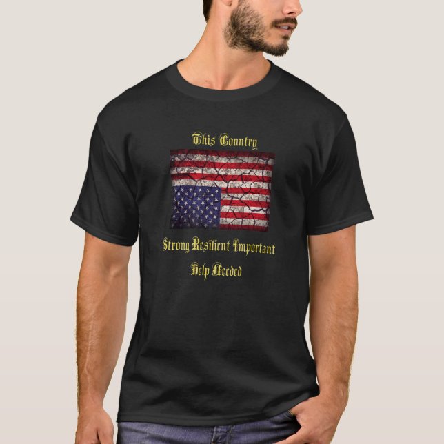 Camiseta American Flag Distress Upside Down Patriot Pavemen (Frente)
