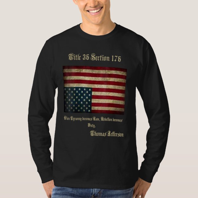 Camiseta American Flag Distress Upside Down Thomas Jefferso (Frente)