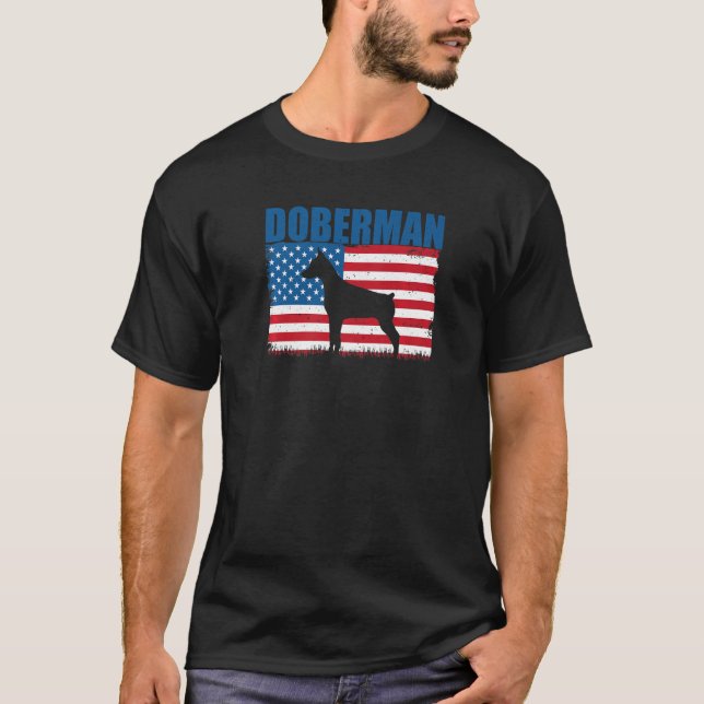 Camiseta American Flag Doberman Premium (Frente)