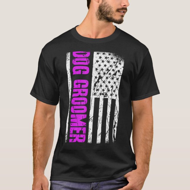 Camiseta American Flag Dog Groomer (Frente)
