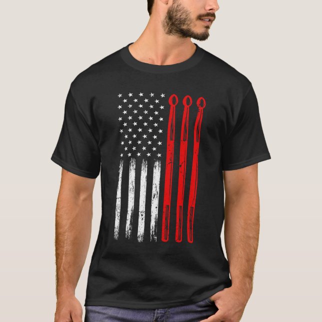Camiseta American Flag Drumsticks USA Drummers (Frente)