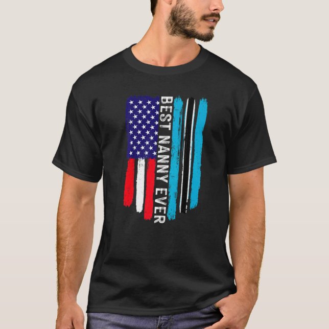 Camiseta American Flag e Botswana Flag, a melhor babá do mu (Frente)