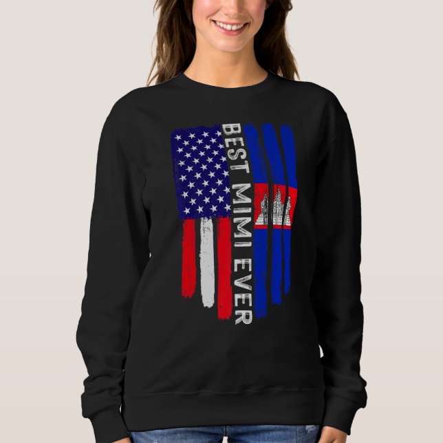 Camiseta American Flag e Cambodja Best Mimi Ever Familiar (Frente)