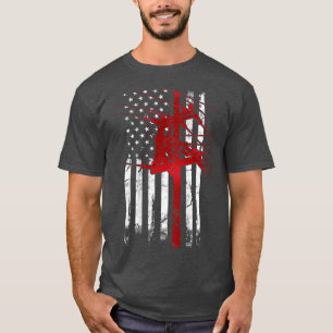 Camiseta American Flag Electric Cable Lineman