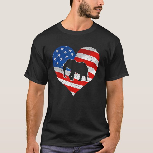 Camiseta American Flag Elephant Prin 4 De Julho (Frente)