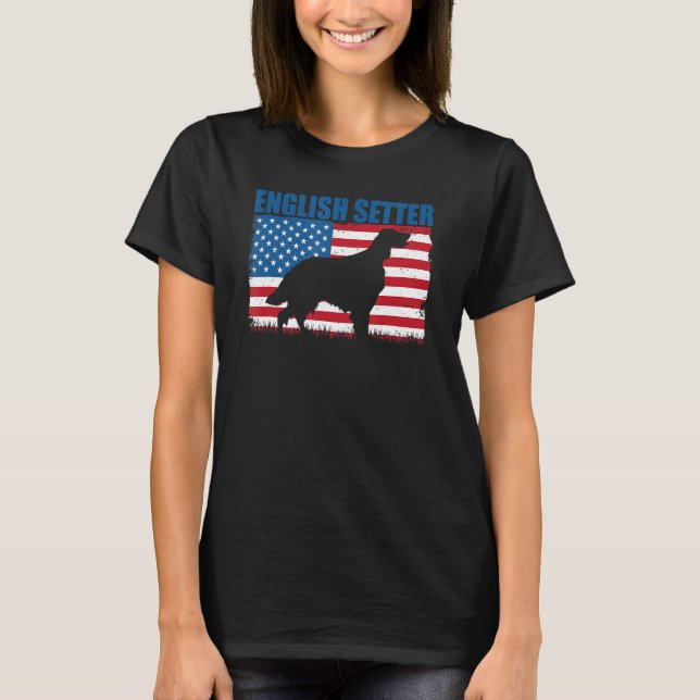 Camiseta American Flag English Setter (Frente)