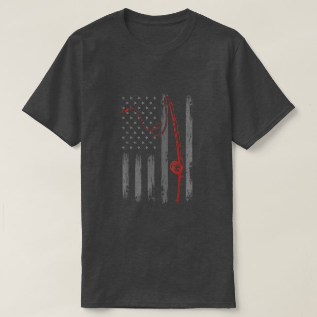 Camiseta American Flag Fishing T shirts For Men Patriotic 4 (Frente do Design)