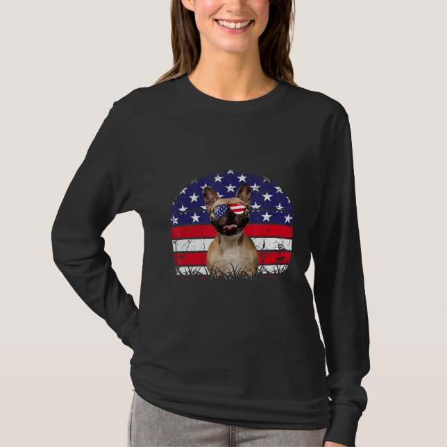 Camiseta American Flag French Buldog (Frente)