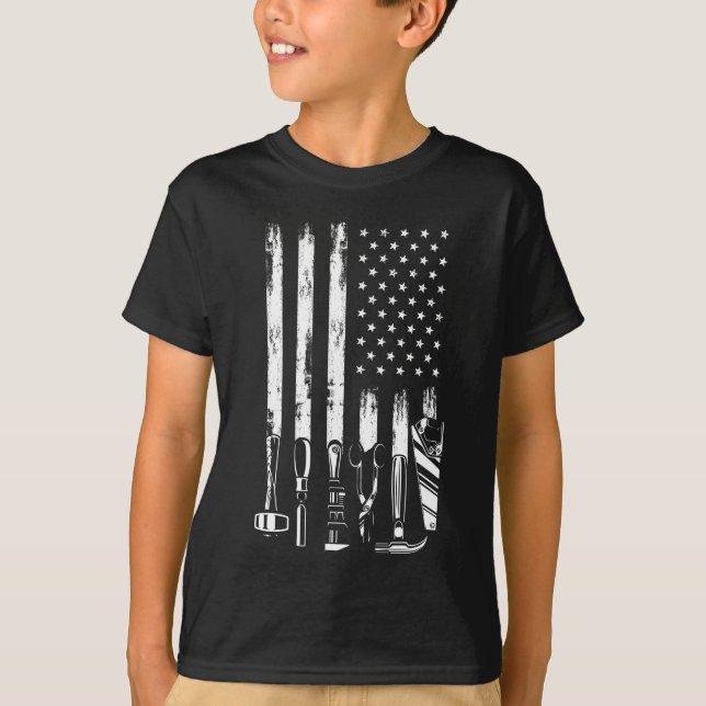 Camiseta American Flag Garage Tools Orud Carpenter EUA (Frente)