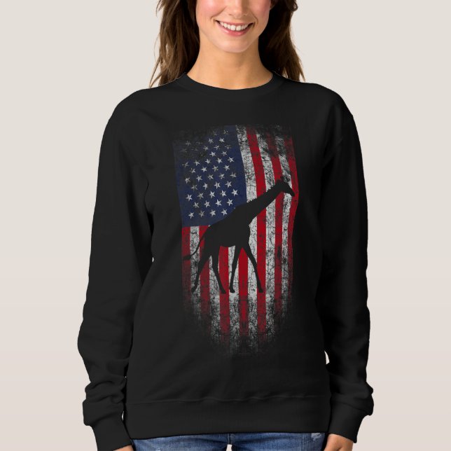 Camiseta American Flag Giraffe 4 De Julho (Frente)