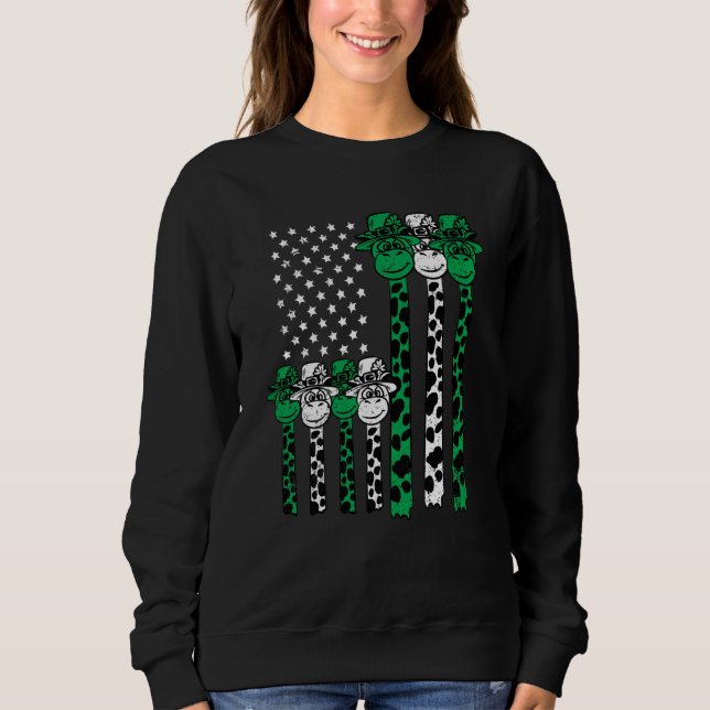 Camiseta American Flag Giraffe St Patricks Day Animal Shamr (Frente)