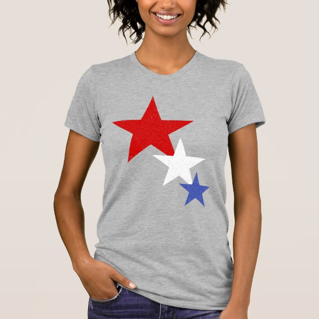Camiseta American Flag Glitter Stars Mulheres (Frente)