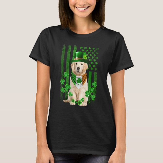 Camiseta American Flag Golden Retriever Dog Hat Irish St Pa (Frente)