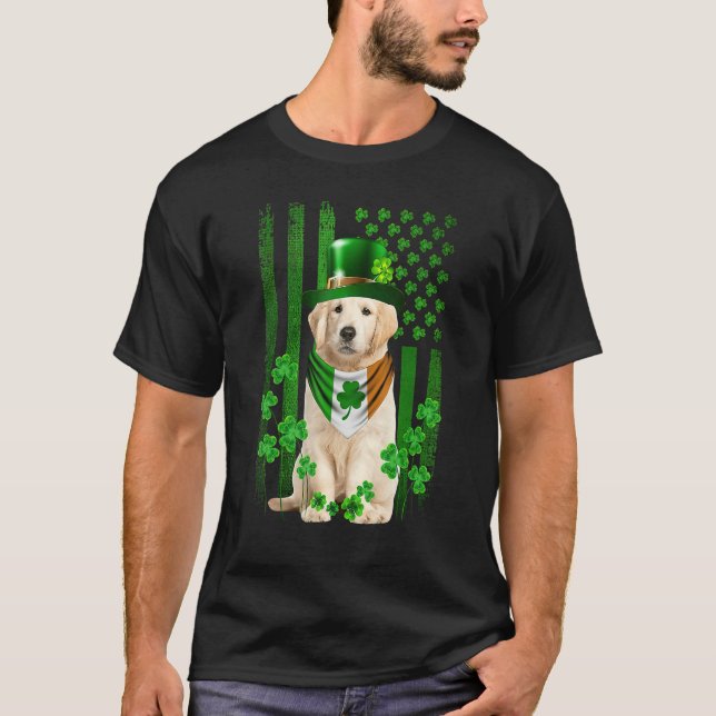 Camiseta American Flag Golden Retriever Dog Hat Irish St Pa (Frente)