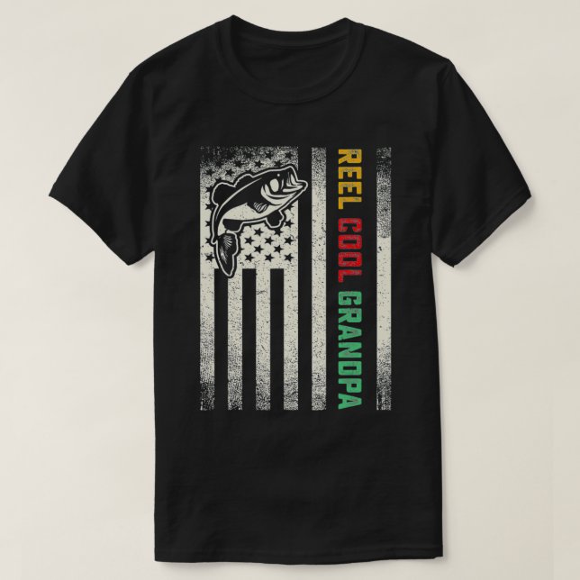Camiseta American Flag Grandpa Bass Fishing Gift Unique Fis (Frente do Design)