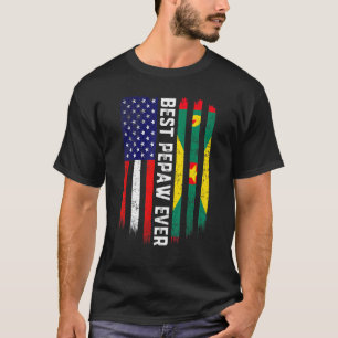 Camiseta American Flag & Grenada Flag Best Pepaw Ever Famil