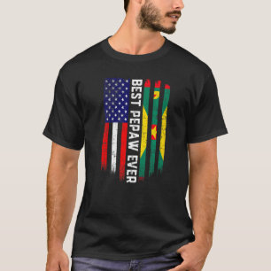 Camiseta American Flag & Grenada Flag Best Pepaw Ever Famil