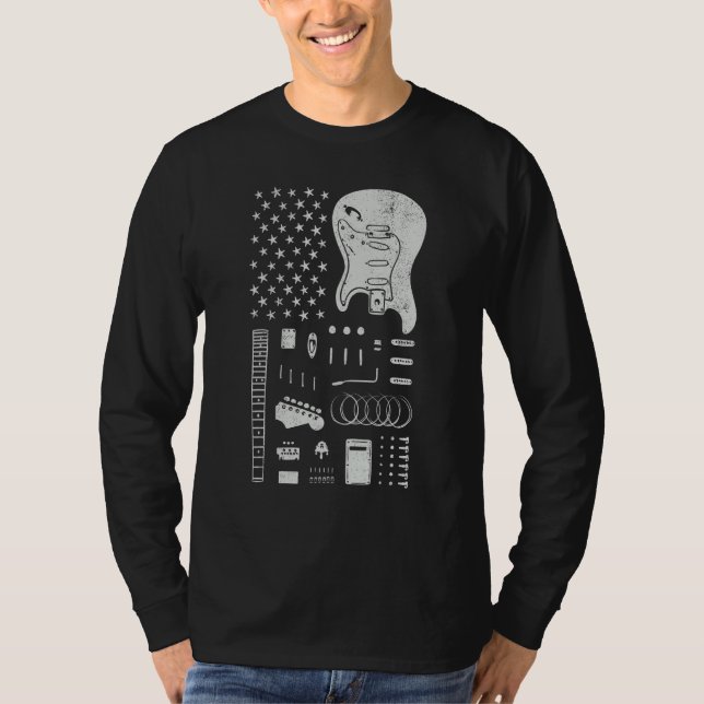Camiseta American Flag Guitar 4th of July Guitarist USA Cou (Frente)