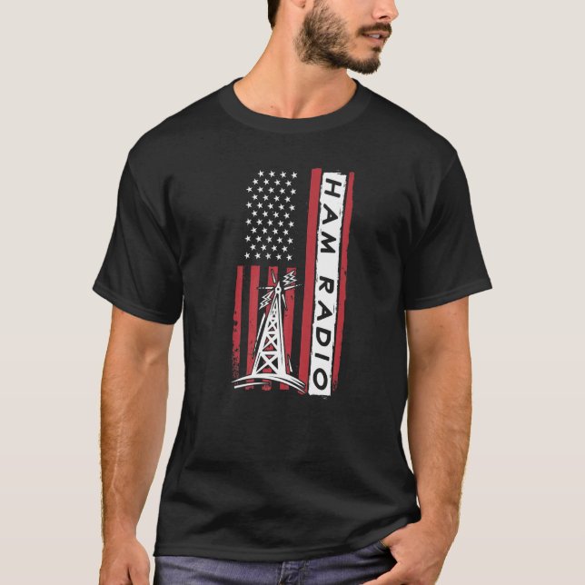 Camiseta American Flag Ham Radio Amateur Radio Operator (Frente)