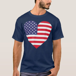 Camiseta American Flag Heart 4 de julho USA Love Patriotic