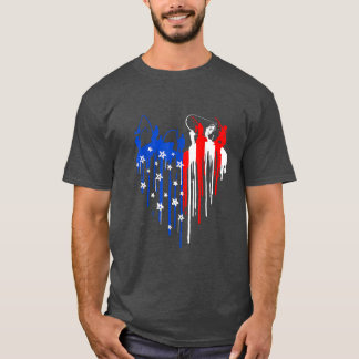Camiseta American Flag Heart 4th Of July Fishing Men Dad Pa