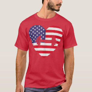 Camiseta American Flag Heart GYM 4 de julho Patriotic USA