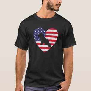 Camiseta American Flag Heart Maltês Dog 4 De Julho Usa Pa
