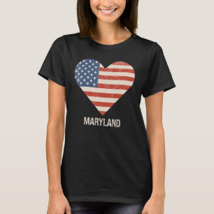 Camiseta American Flag Heart Maryland 4 de julho Patriótico