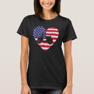 Camiseta American Flag Heart Patinetes 4 De Julho Usa Patri