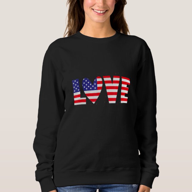 Camiseta American Flag Heart Red White Blue Cute 4th Of Jul (Frente)