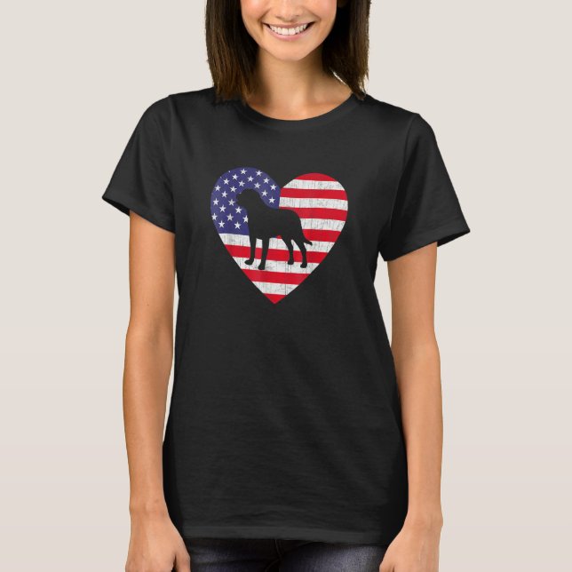 Camiseta American Flag Heart Rottweiler Dog 4 De Julho Usa (Frente)