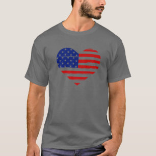 Camiseta American Flag Heart Shapetage em forma de desconfo