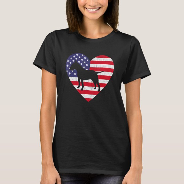 Camiseta American Flag Heart Terrier Dog 4 De Julho P (Frente)