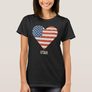 Camiseta American Flag Heart Utah 4 De Julho Patriótico Usa