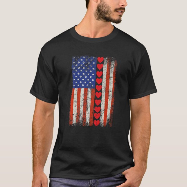 Camiseta American Flag Hearts (Frente)