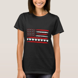 Camiseta American Flag Hearts Love Patriotic Happy Valentin